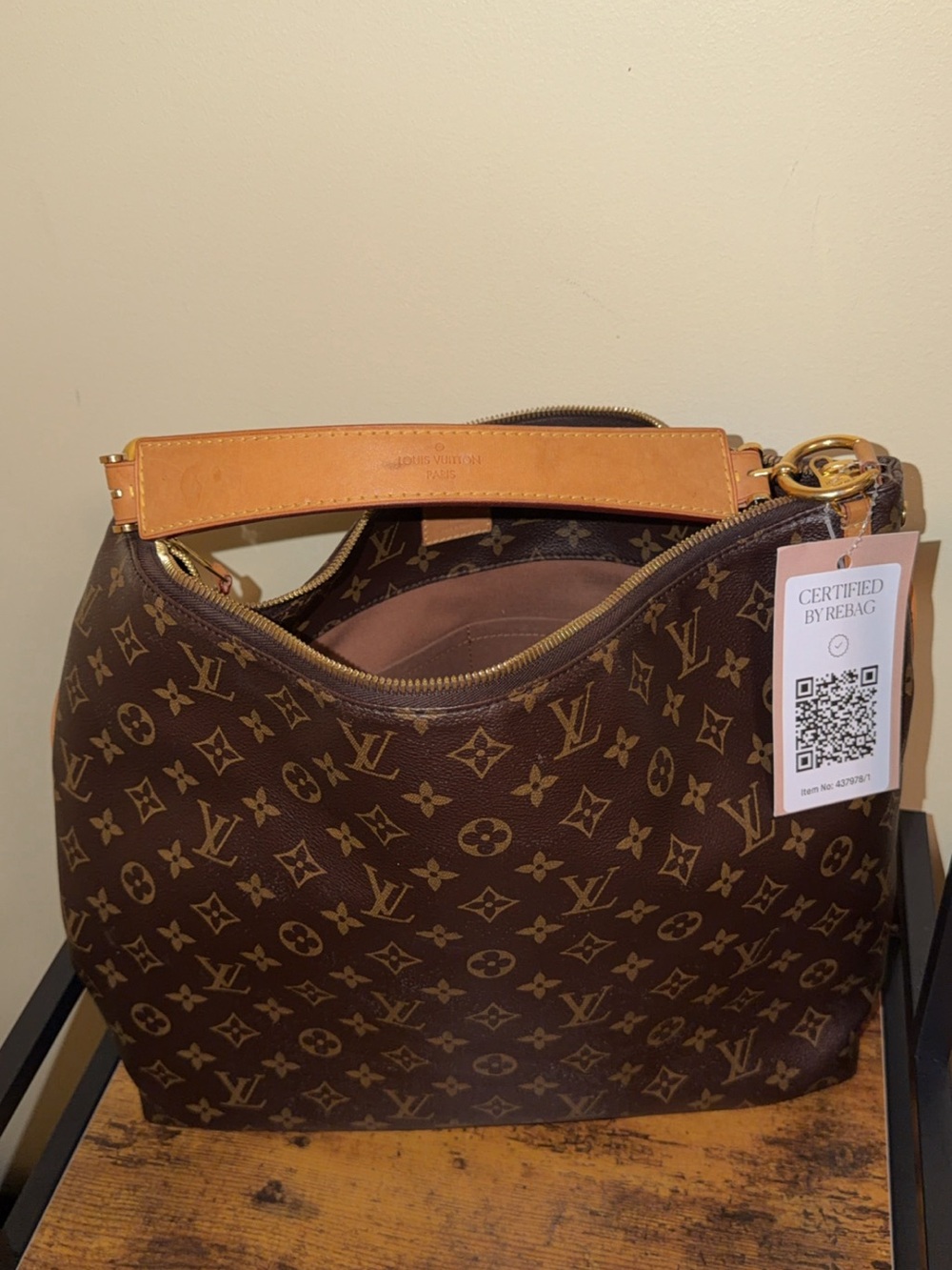Louis Vuitton Monogram Canvas Shoulder Hobo with Vachetta Trim